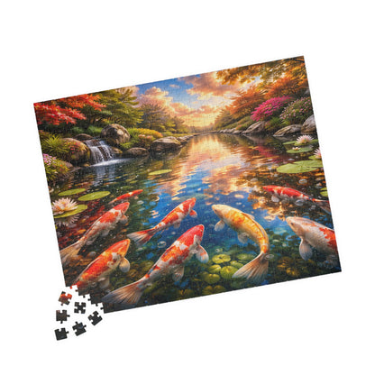Koi Pond Sunset Puzzle 520-Piece | Scenic Koi Fish Jigsaw