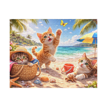 Summer Beach Kittens Puzzle 110 - 1000 Pieces | Cute Cats, Palms & Ocean Jigsaw