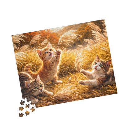 Cute Kittens in Golden Autumn Field Jigsaw Puzzle | Cat Lover Gift | 252/520/1014 Pieces