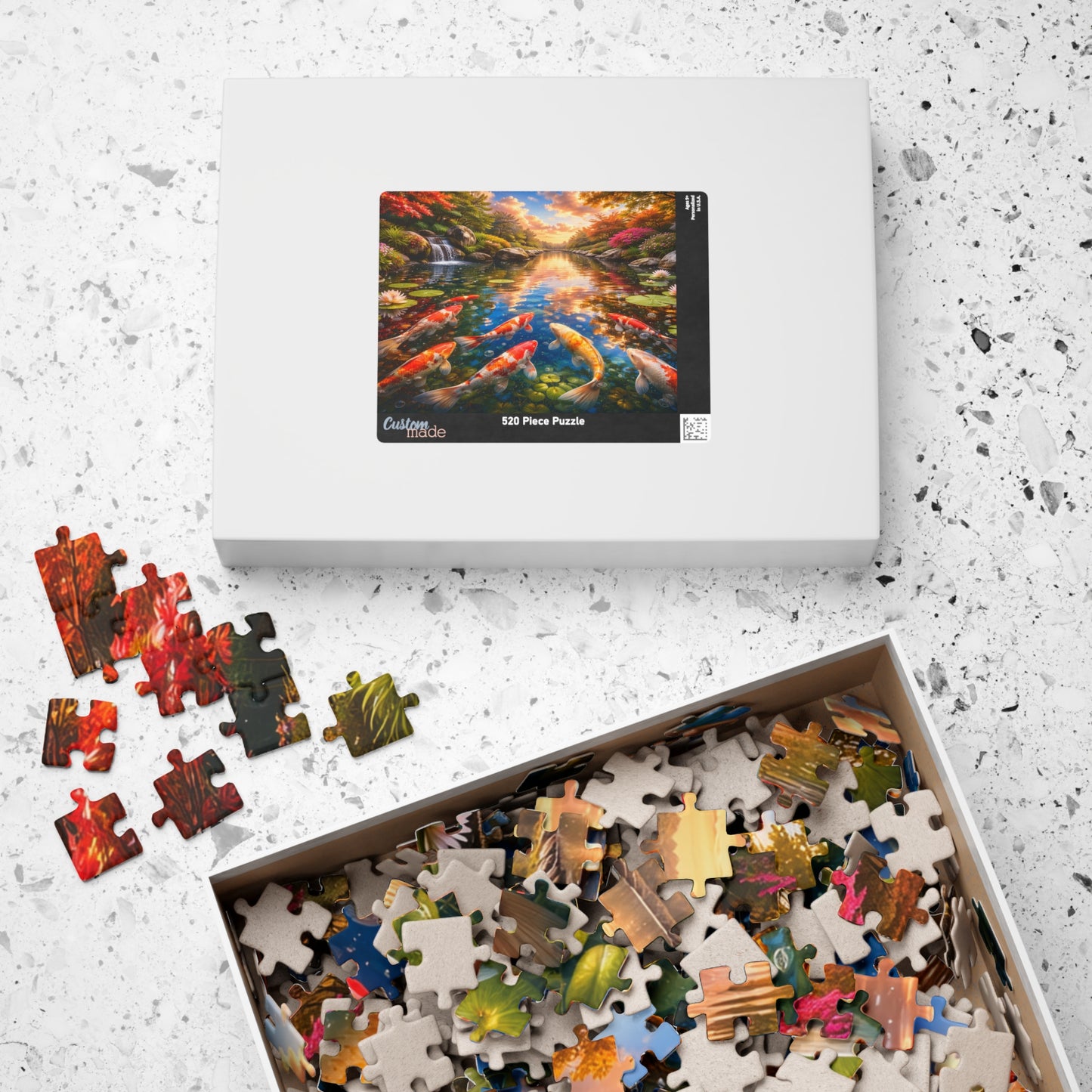Koi Pond Sunset Puzzle 520-Piece | Scenic Koi Fish Jigsaw
