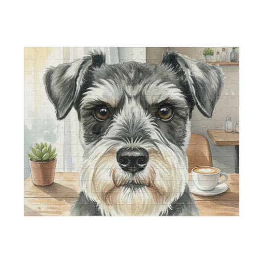 Schnauzer Face Puzzle 520 Piece | Dog Jigsaw Puzzle, Café Background