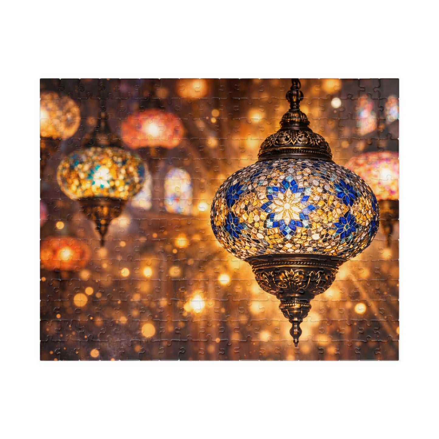 Golden Glow of Turkish Mosaic Lanterns | Exotic Light & Color Jigsaw Puzzle