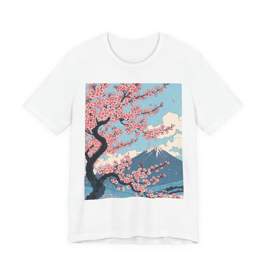 Sakura Cherry Blossom and Mount Fuji T-Shirt | Japanese Landscape Tee