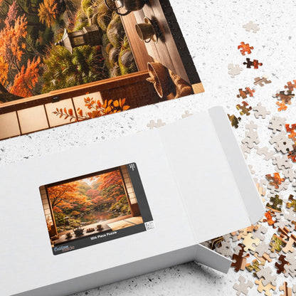 Shakkei Serenity Japanese Tatami Room Overlooking an Autumn Garden| Jigsaw Puzzle