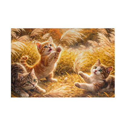 Cute Kittens in Golden Autumn Field Jigsaw Puzzle | Cat Lover Gift | 252/520/1014 Pieces