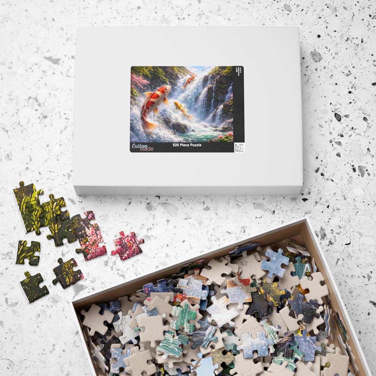 Koi Waterfall Jigsaw Puzzle | Ascending Koi  252 - 1014 pcs