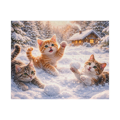 Snowy Kittens at the Cozy Cabin Puzzle  Winter Cats Jigsaw 110 - 1014 Pieces