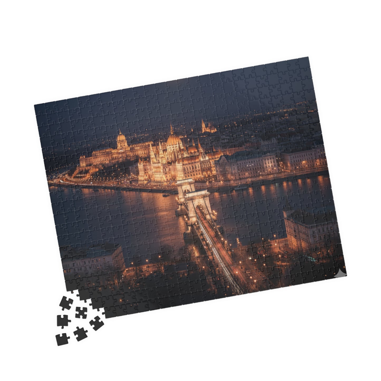 Night Cityscape Puzzle | Budapest Chain Bridge at Night 110 1014 Piece Options