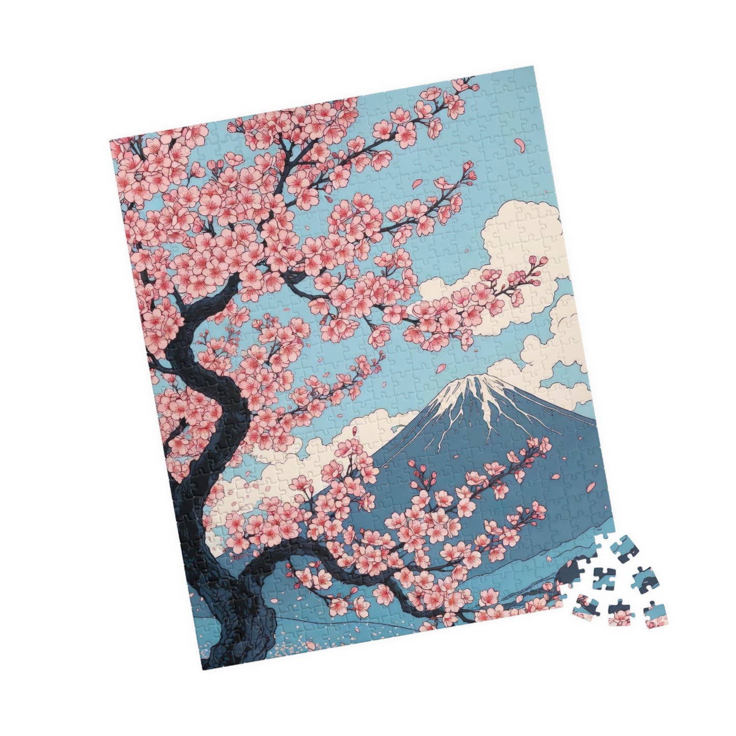 Cherry Blossom Mount Fuji Puzzle | Scenic Japanese Ukiyo-e Jigsaw