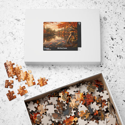 Autumn Koi Pond Puzzle  Japanese Garden, Stone Lantern & Maple Reflections  520 or 1014 Piece Scenic Jigsaw
