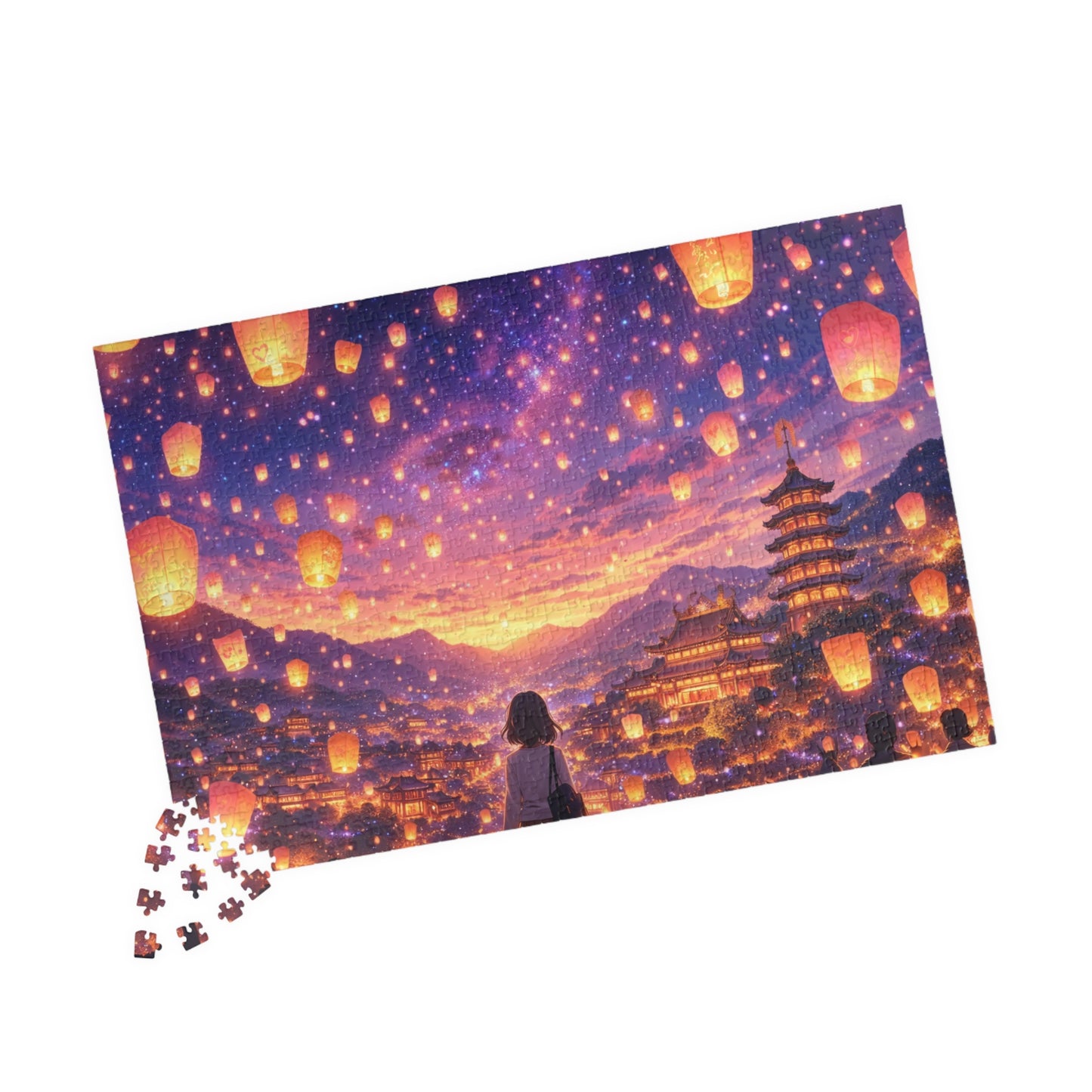 Taiwan Lantern Festival Dreamscape Puzzle | Anime Fantasy Sky Lantern Night