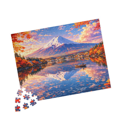 Mount Fuji Autumn Lake Puzzle  Anime-Style Japan Landscape Jigsaw (252 ~ 1014 Pieces)
