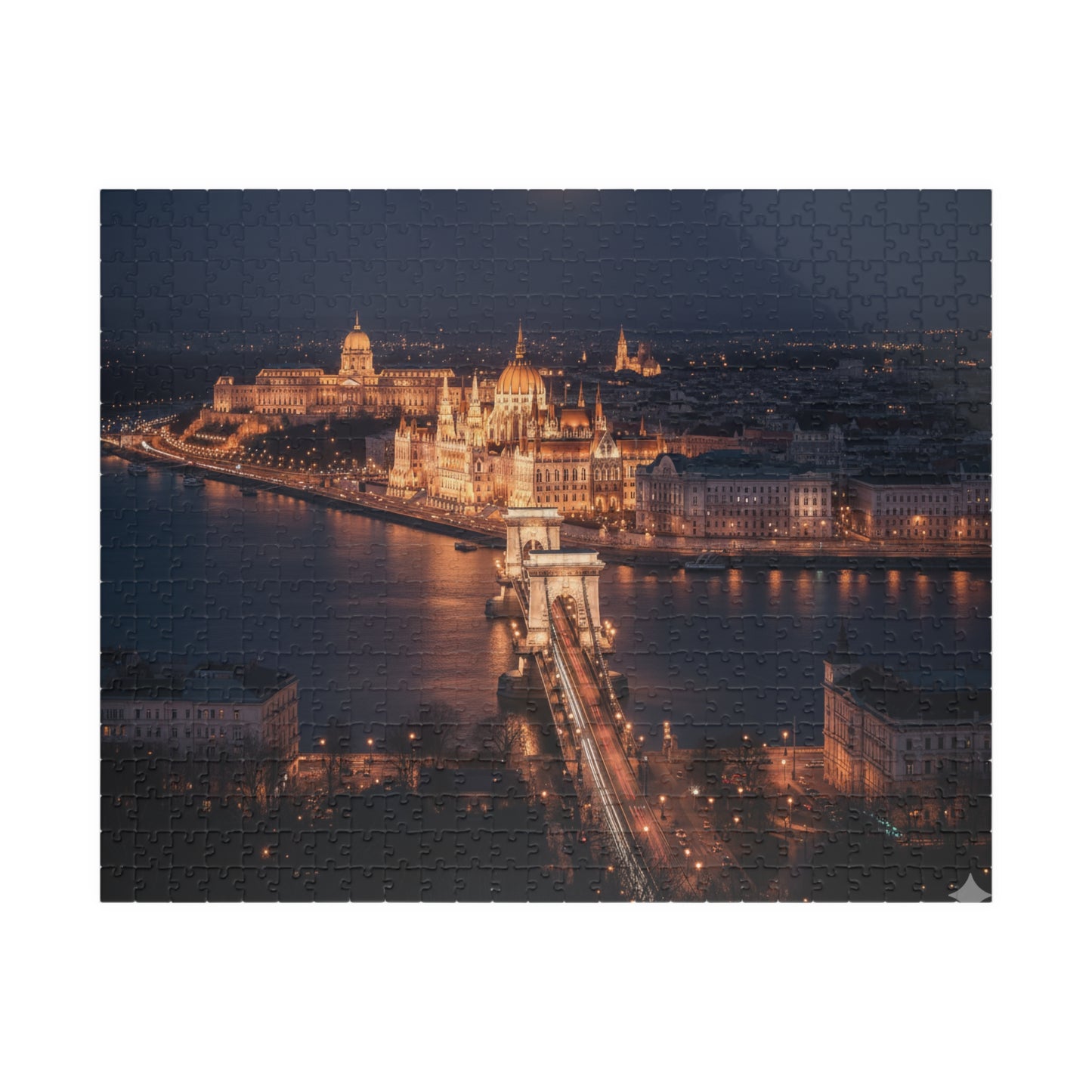 Night Cityscape Puzzle | Budapest Chain Bridge at Night 110 1014 Piece Options