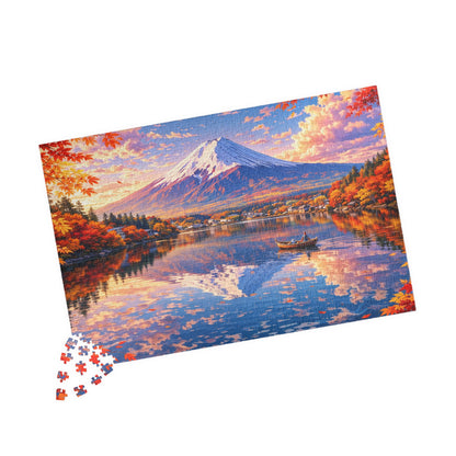 Mount Fuji Autumn Lake Puzzle  Anime-Style Japan Landscape Jigsaw (252 ~ 1014 Pieces)