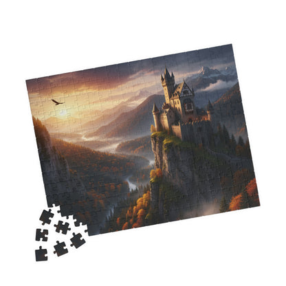 Sunset Castle Landscape Puzzle | Scenic Mountain Castle Jigsaw
