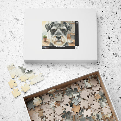 Schnauzer Face Puzzle 520 Piece | Dog Jigsaw Puzzle, Café Background
