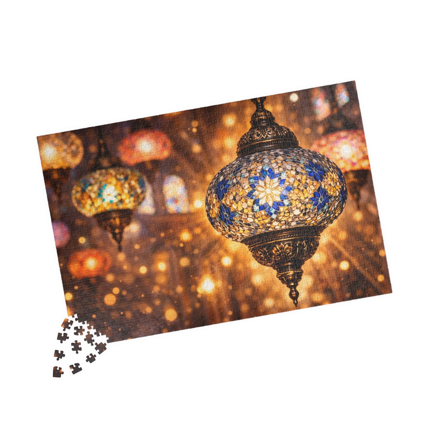 Golden Glow of Turkish Mosaic Lanterns | Exotic Light & Color Jigsaw Puzzle