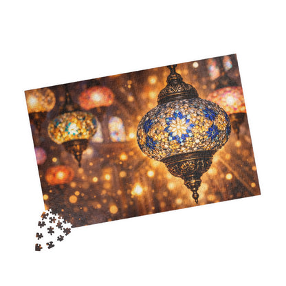 Golden Glow of Turkish Mosaic Lanterns | Exotic Light & Color Jigsaw Puzzle