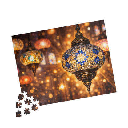 Golden Glow of Turkish Mosaic Lanterns | Exotic Light & Color Jigsaw Puzzle