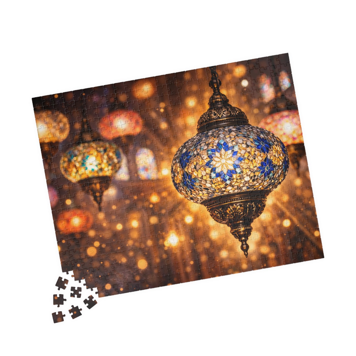Golden Glow of Turkish Mosaic Lanterns | Exotic Light & Color Jigsaw Puzzle