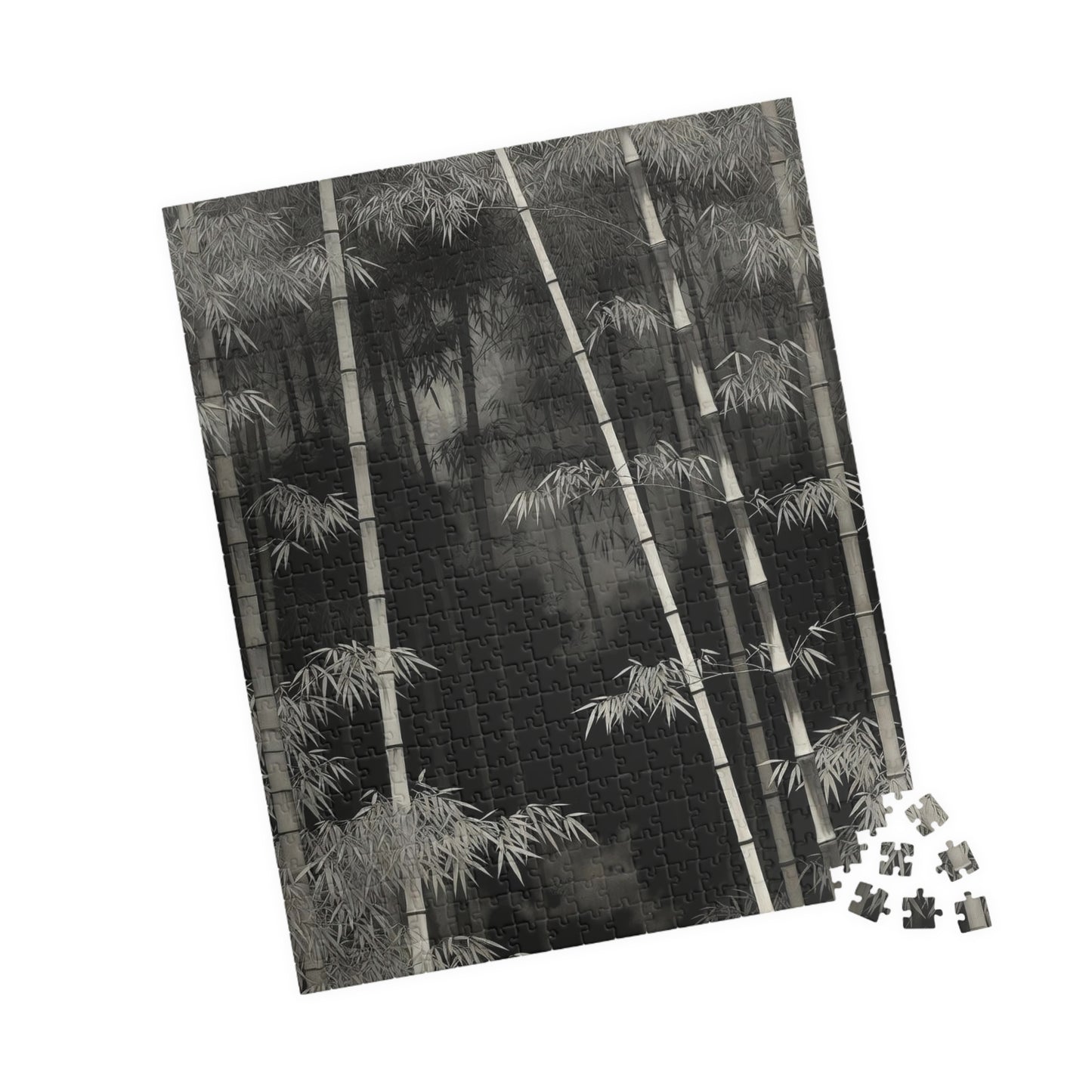 Bamboo Grove Puzzle  Black & White Zen Bamboo Forest Botanical Jigsaw