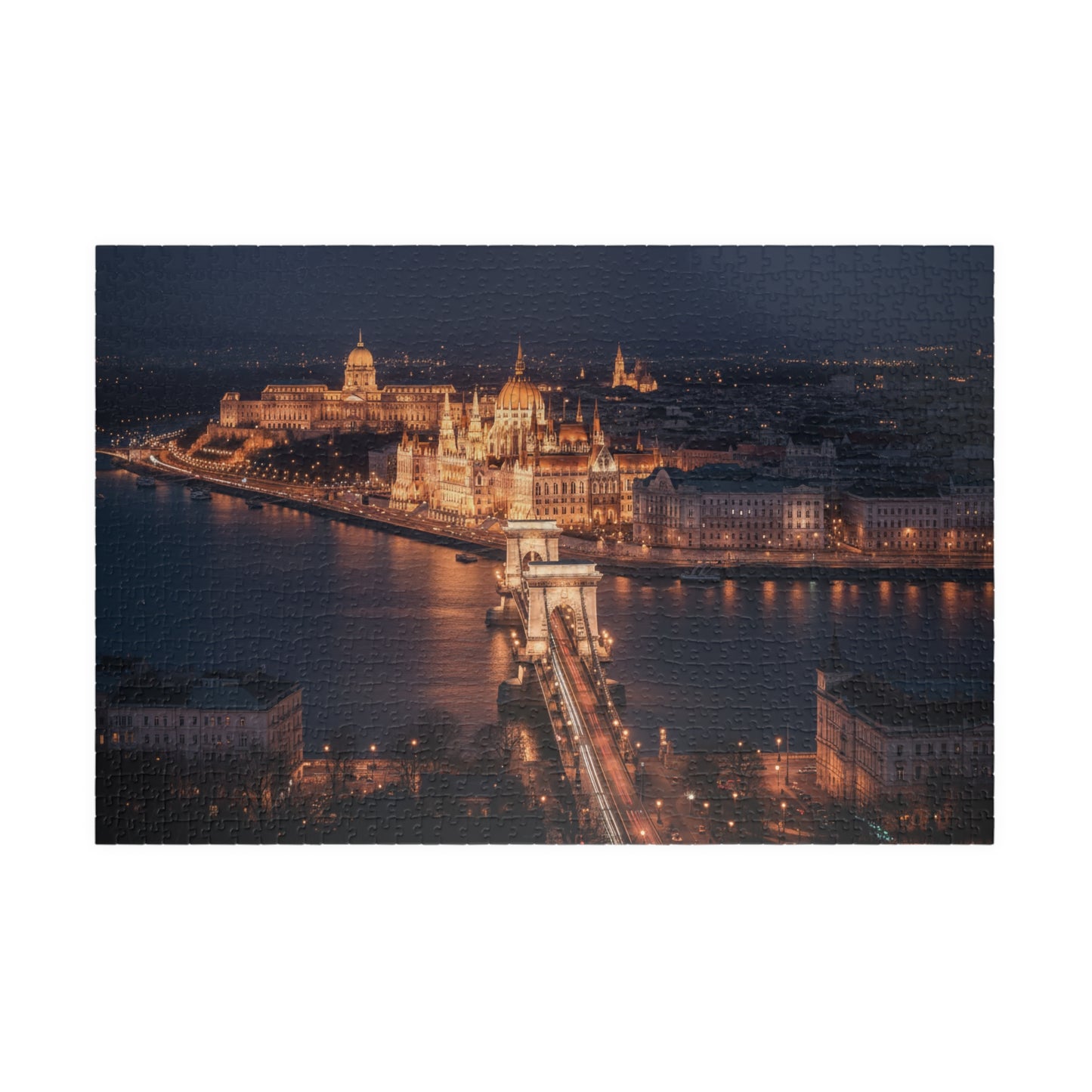 Night Cityscape Puzzle | Budapest Chain Bridge at Night 110 1014 Piece Options