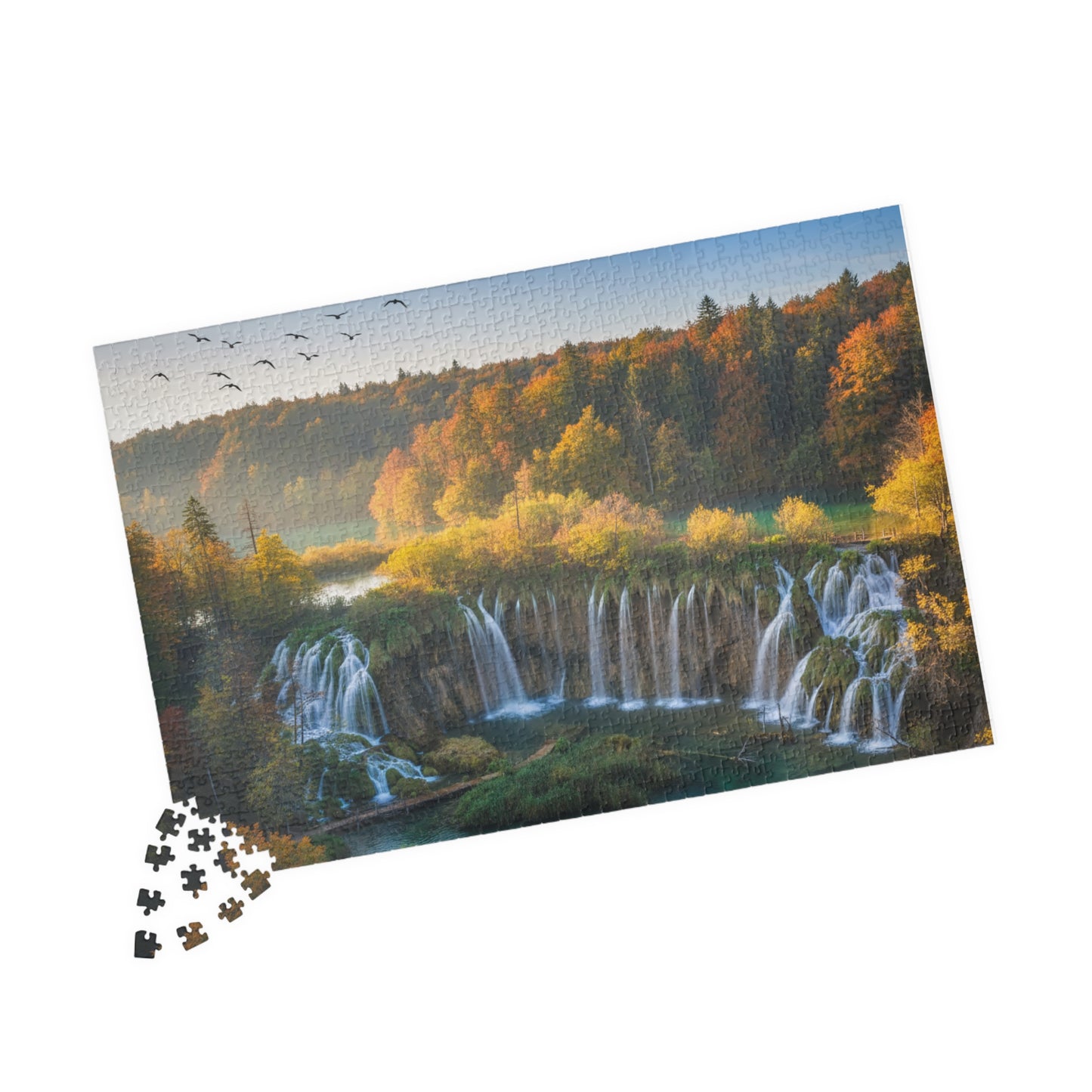 Waterfall Landscape Puzzle 520-piece | Autumn Scenic Jigsaw