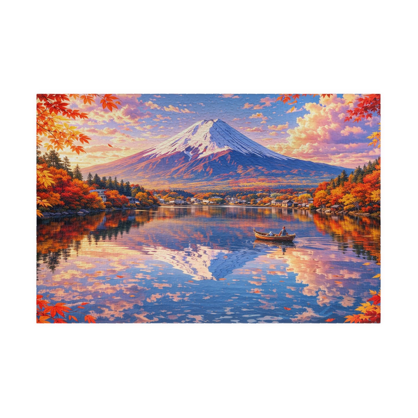 Mount Fuji Autumn Lake Puzzle  Anime-Style Japan Landscape Jigsaw (252 ~ 1014 Pieces)