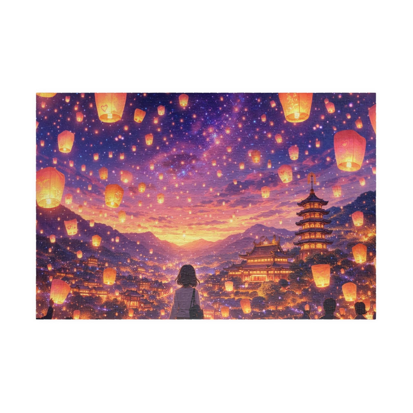 Taiwan Lantern Festival Dreamscape Puzzle | Anime Fantasy Sky Lantern Night
