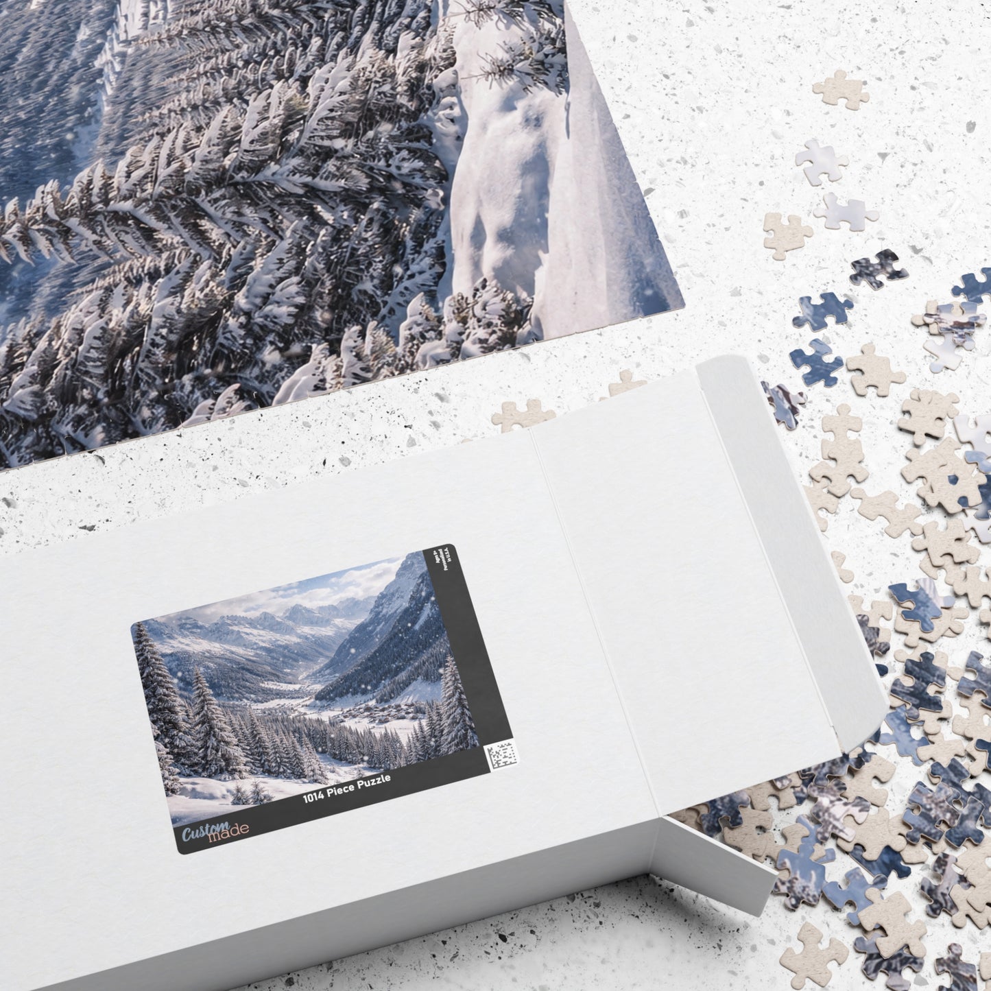 Alpine Snowfall Valley Puzzle | Winter Mountain Panorama Jigsaw