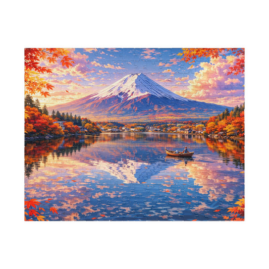 Mount Fuji Autumn Lake Puzzle  Anime-Style Japan Landscape Jigsaw (252 ~ 1014 Pieces)