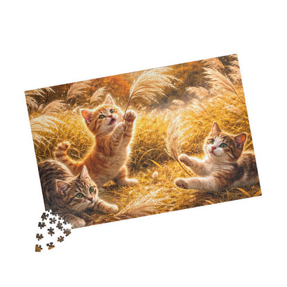 Cute Kittens in Golden Autumn Field Jigsaw Puzzle | Cat Lover Gift | 252/520/1014 Pieces