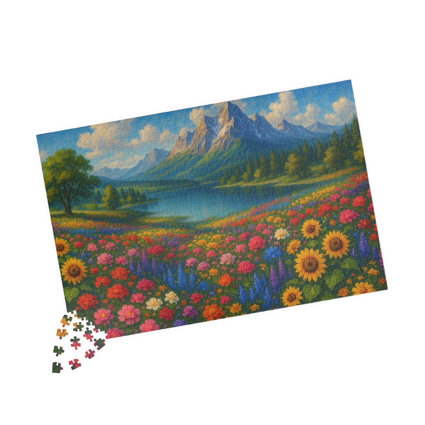 Mountain Meadow Flower Field Puzzle | Scenic Landscape Jigsaw