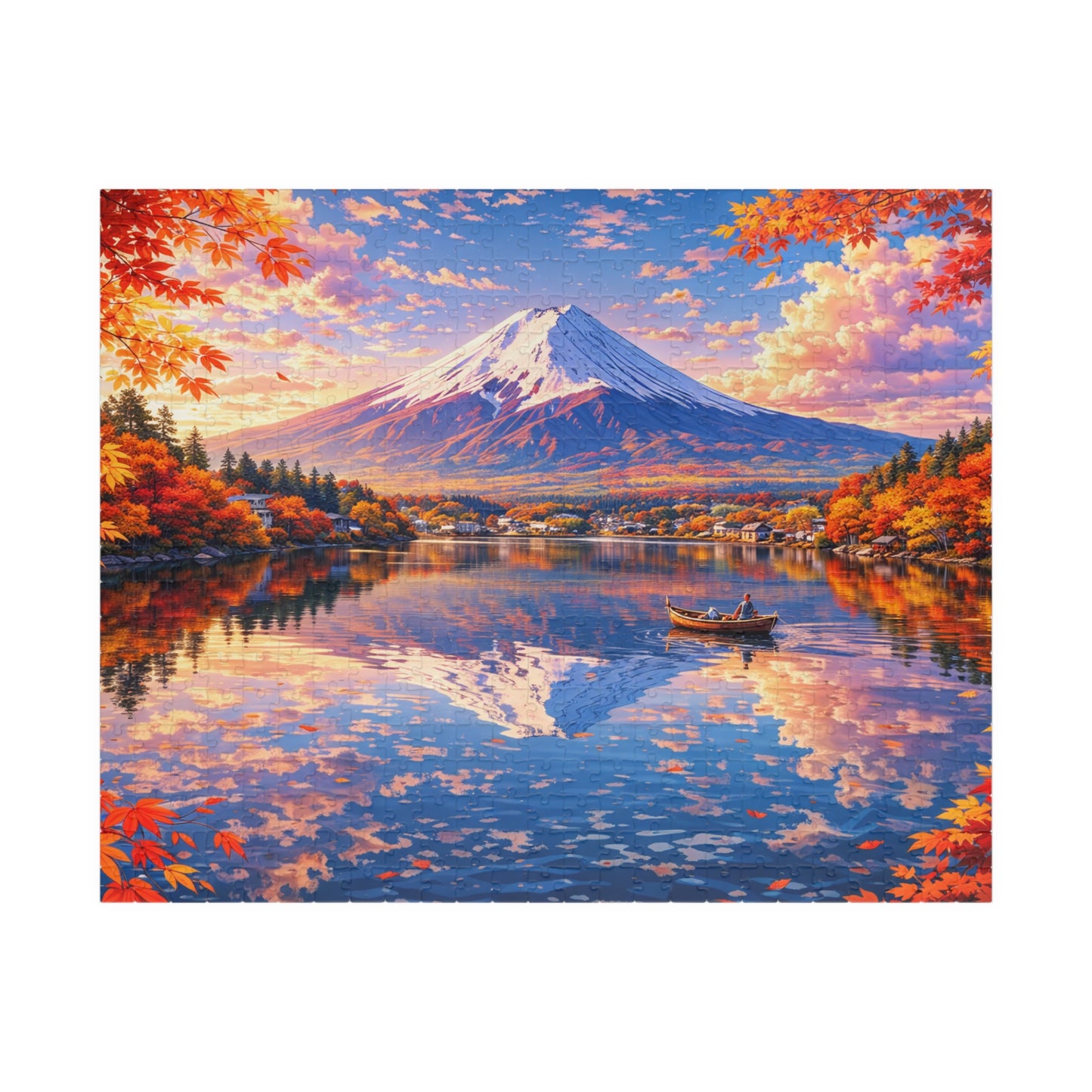 Mount Fuji Autumn Lake Puzzle  Anime-Style Japan Landscape Jigsaw (252 ~ 1014 Pieces)