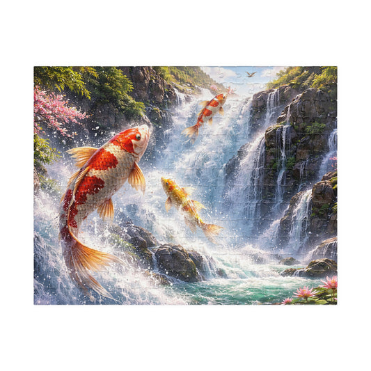 Koi Waterfall Jigsaw Puzzle | Ascending Koi  252 - 1014 pcs