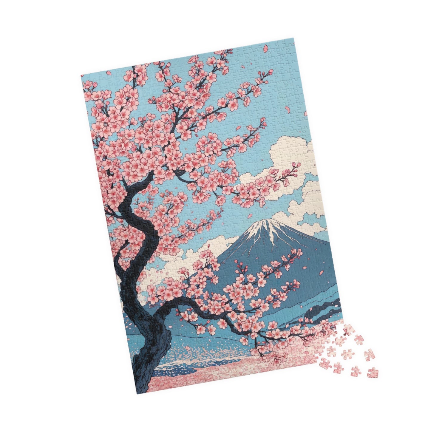 Cherry Blossom Mount Fuji Puzzle | Scenic Japanese Ukiyo-e Jigsaw
