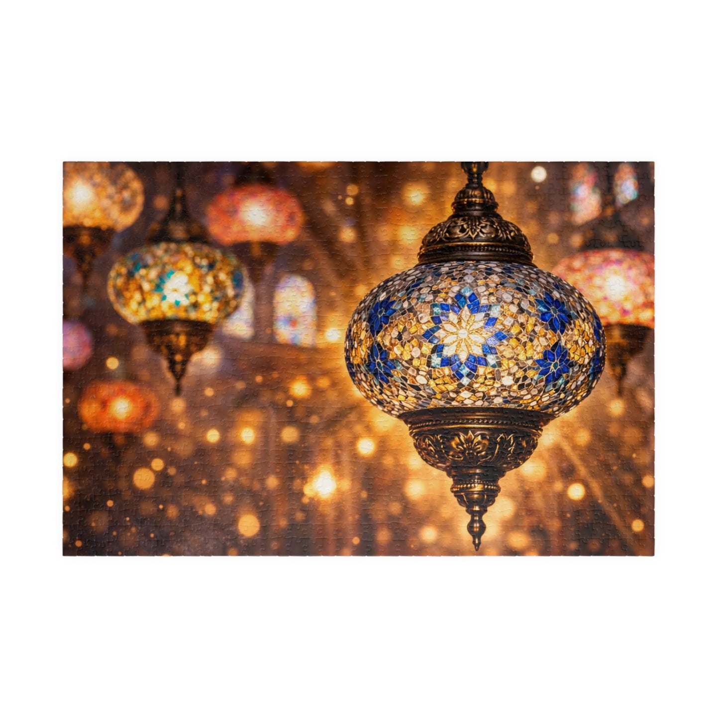 Golden Glow of Turkish Mosaic Lanterns | Exotic Light & Color Jigsaw Puzzle