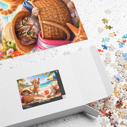 Summer Beach Kittens Puzzle 110 - 1000 Pieces | Cute Cats, Palms & Ocean Jigsaw