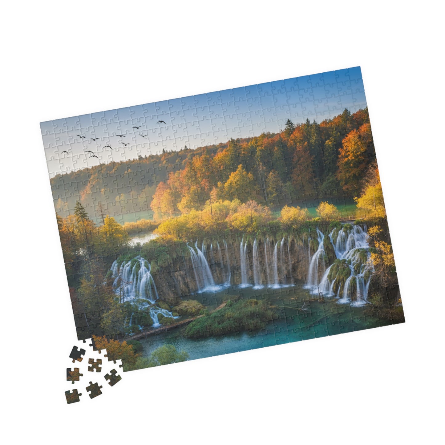 Waterfall Landscape Puzzle 520-piece | Autumn Scenic Jigsaw